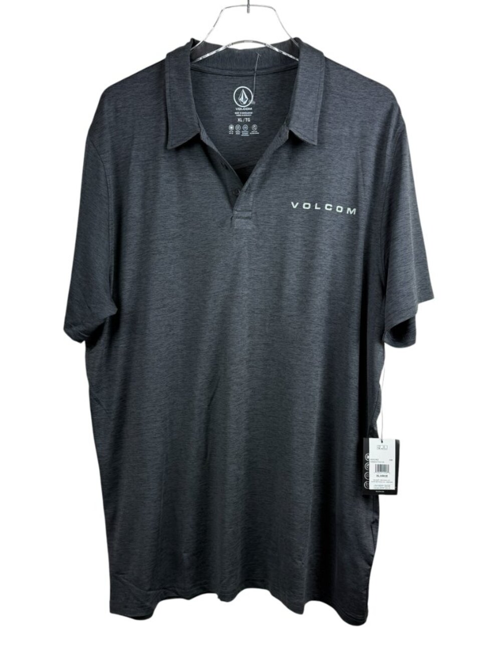 Volcom Hodad Gray Stretch UPF 50+ Golf Polo Shirt Men's Size XL NWT